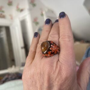 Brown and Orange Floral Ring